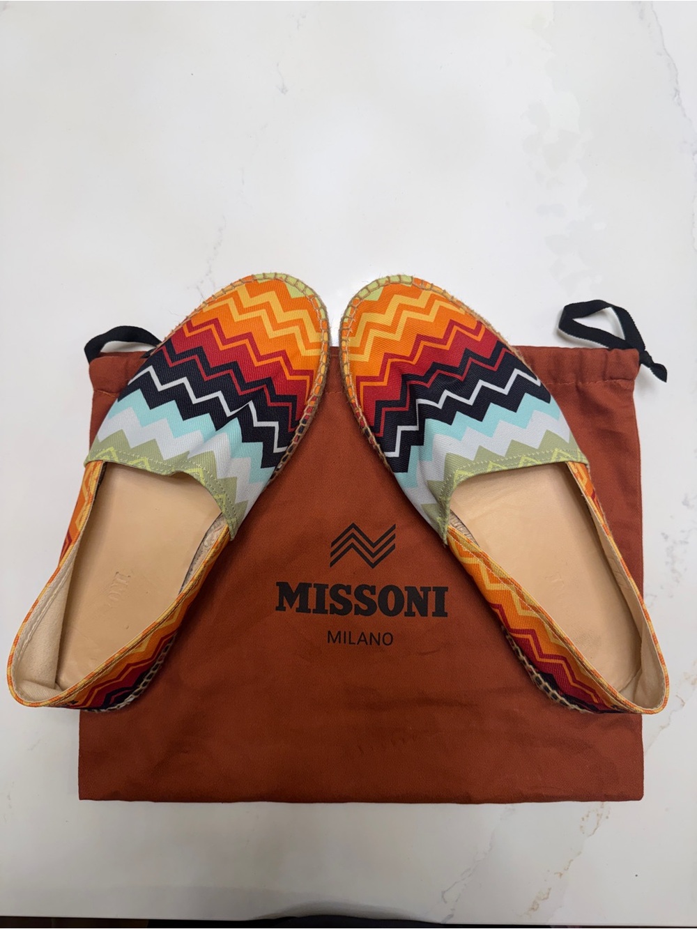 Missoni Men’s Zigzag Espadrille Slip-Ons in Orange, Red, Navy & Mint